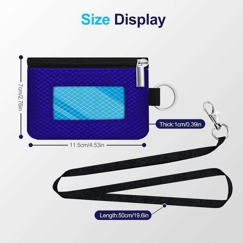 CCUMI Minimalist RFID Blocking Small Wallet with ID Window,WaterResistant Zip Id Case Wallet with Lanyard Keychain for Cards,Cash,Travel,Women,Men (Sapphire Blue/Lake Blue) - Image 5